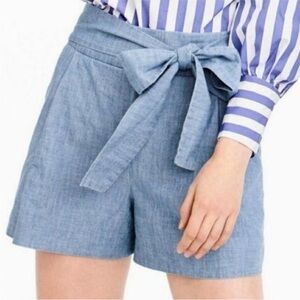 NWT J. Crew Denim Styled Tie Waist short in chambray Elastic Shorts